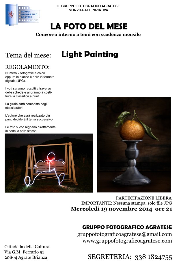 Layout Locandina Tema del mese light painting
