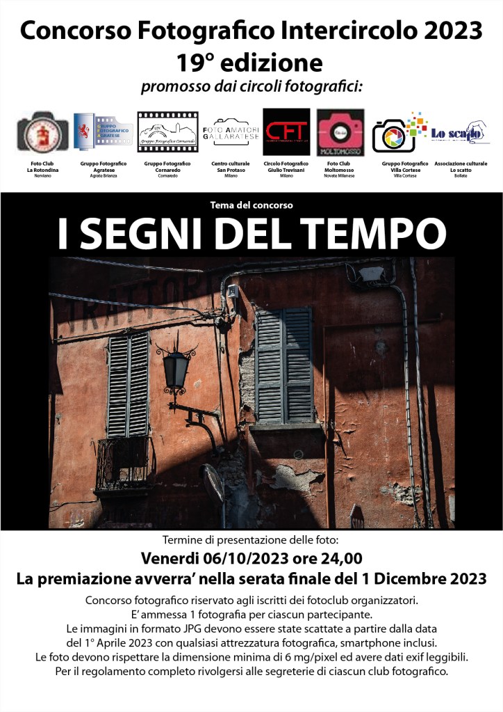 Concorso intercircoli 2023. 8 i circoli partecipanti quest'anno. Ecco il regolamento.